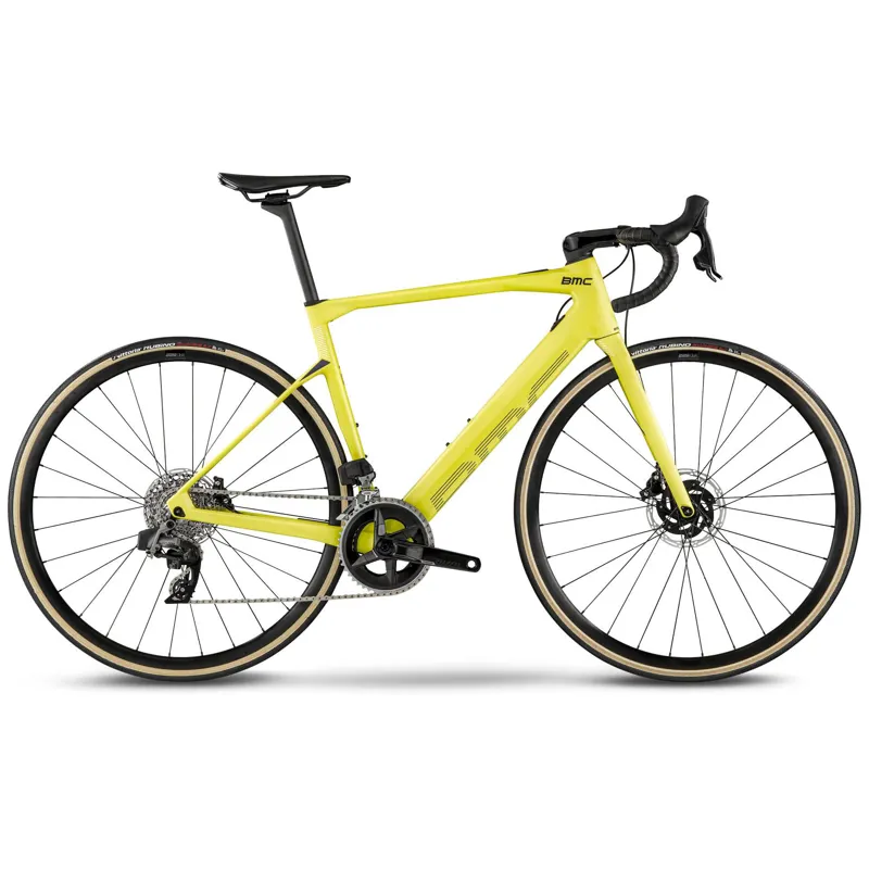 BMC Roadmachine Amp TWO Electric Road Bike in Lime Yellow/Midnight Blue