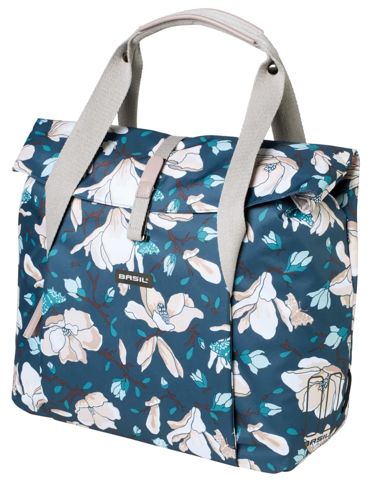 Basil Magnolia Rear Cycle Shopper Bag in Blue