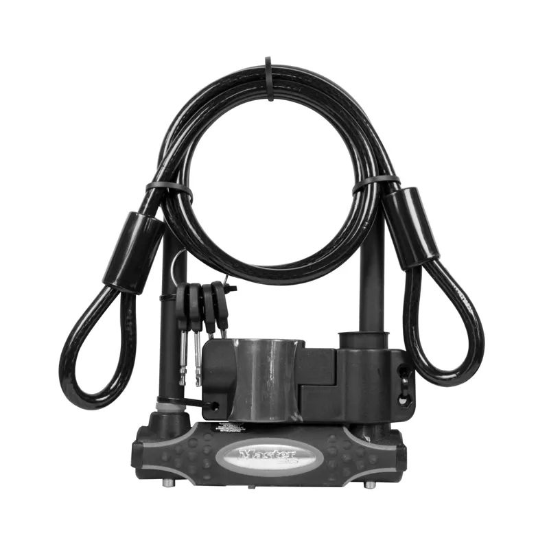 Masterlock 13mm 210x110mm D-Lock w/Cable and Bracket in Black